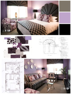 Boutique Hotel Design Purple and Black Bedroom Suite