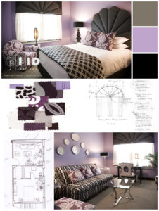 Boutique Hotel Design Purple and Black Bedroom Suite