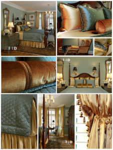 Greensboro Custom Residential Interior Design Jade and Gold Master Bedroom