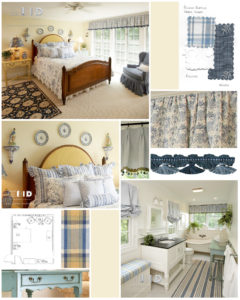 Guest Cottage Vacation Home Design North Carolina Blue and Yellow Bedroom