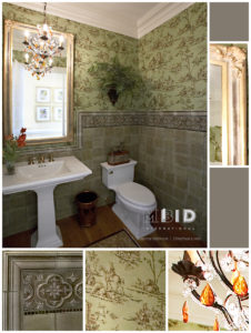 Powder Room Bathroom Design North CarolinaTraditional French Wallpaper