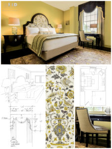 Luxury Boutique Hotel Bedroom Design Chartreuse and Gray