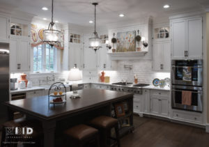 white kitchen with pops of color