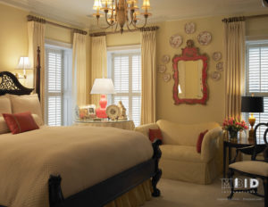 Spring Coral Color Pops in Neutral Master Bedroom